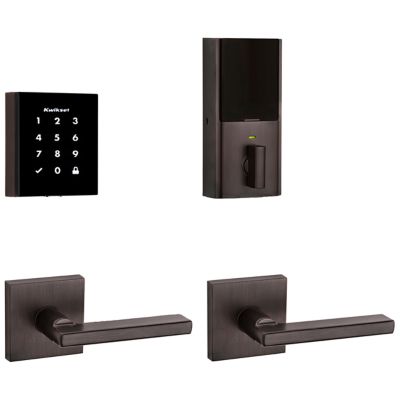 Obsidian Keywayless Electronic Touchscreen Deadbolt with Halifax Passage Lever