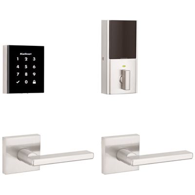 Obsidian Keywayless Electronic Touchscreen Deadbolt with Halifax Passage Lever