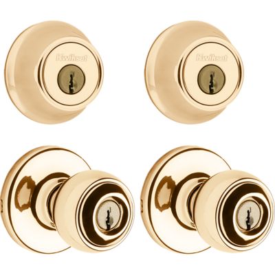 Polished Brass Tylo Project Pack - Two Keyed Knobs - with Pin