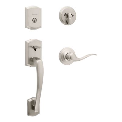 Satin Nickel Montara Handleset with Juno Knob - Deadbolt Keyed One