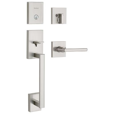 Satin Nickel Vancouver Handleset with Halifax Lever - Deadbolt