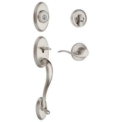 Shelburne Handleset with Tustin Lever - Deadbolt Keyed One Side - featuring SmartKey