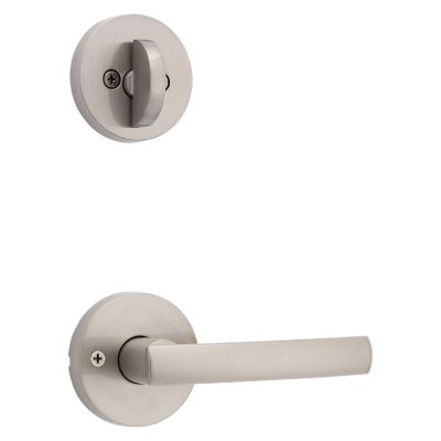 Satin Nickel Tavaris Handleset - Deadbolt Keyed One Side (Exterior