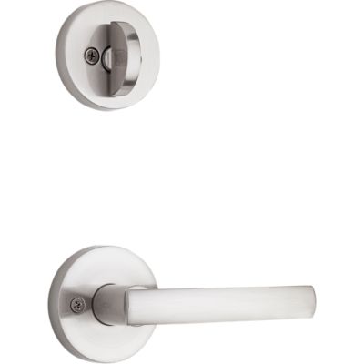 Satin Nickel Tavaris Handleset Deadbolt Keyed One Side Exterior