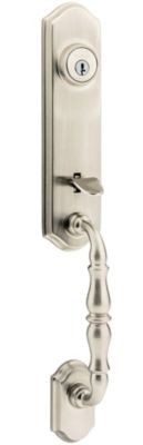 Satin Nickel Belleview Handleset - Deadbolt Keyed One Side