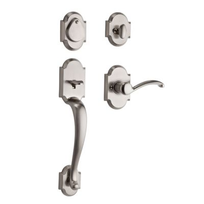 Satin Nickel Dakota Handleset with Polo Knob - Deadbolt Keyed One