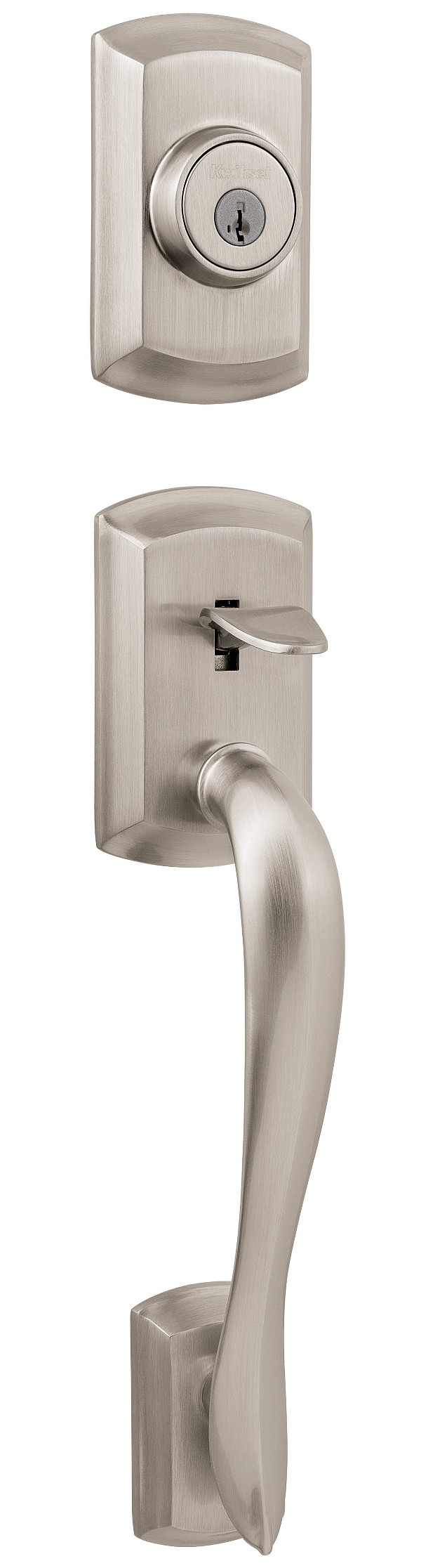 Satin Nickel Avalon Handleset - Deadbolt Keyed One Side (Exterior