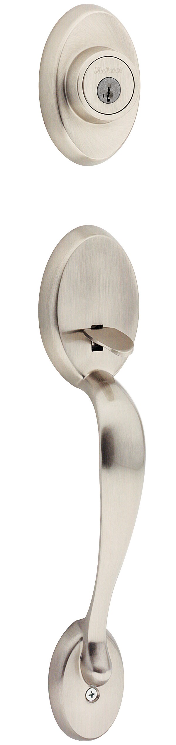Satin Nickel Chelsea Handleset - Deadbolt Keyed Both Sides