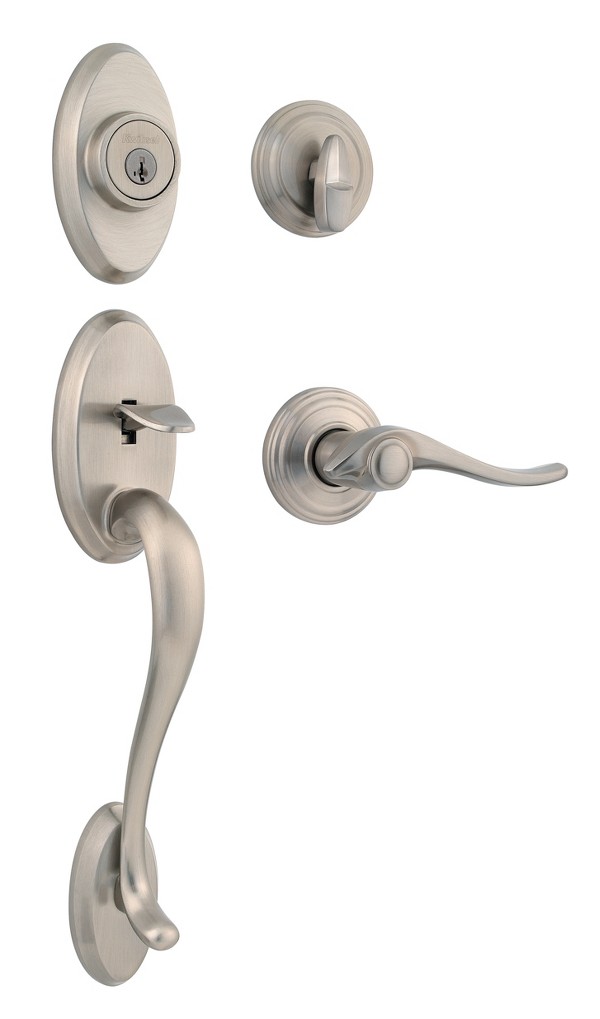 Satin Nickel Shelburne Handleset With Avalon Lever Deadbolt