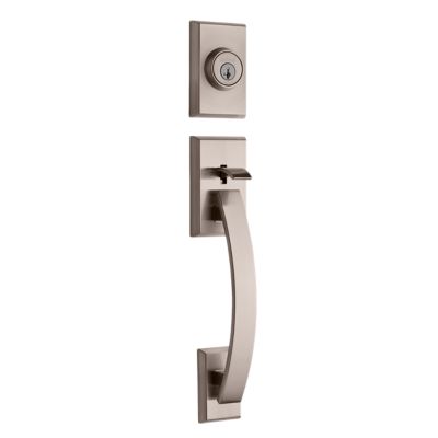 Satin Nickel Amador Handleset - Deadbolt Keyed One Side (Exterior