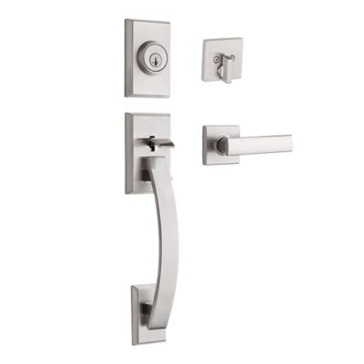 Satin Nickel Tavaris Handleset with Katara Lever - Deadbolt Keyed