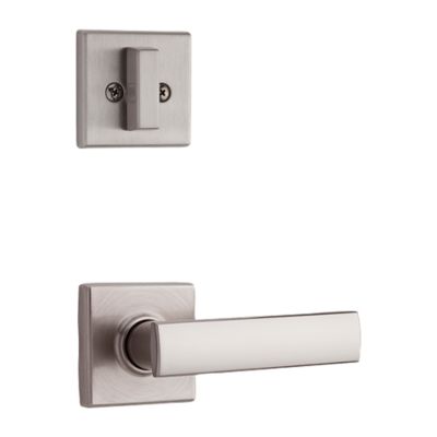 Satin Nickel Tavaris Handleset - Deadbolt Keyed One Side (Exterior