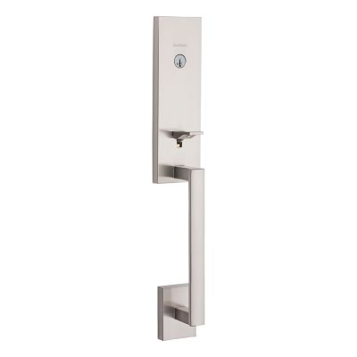 Satin Nickel Vancouver Handleset - Deadbolt Keyed One Side