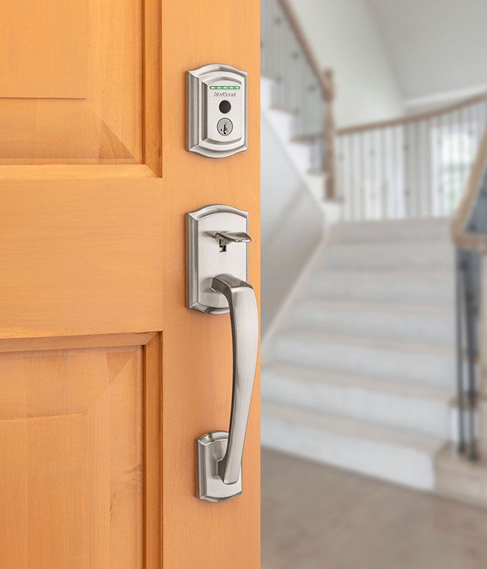 Halo Touch Fingerprint Door Lock with Prescott Door Handle