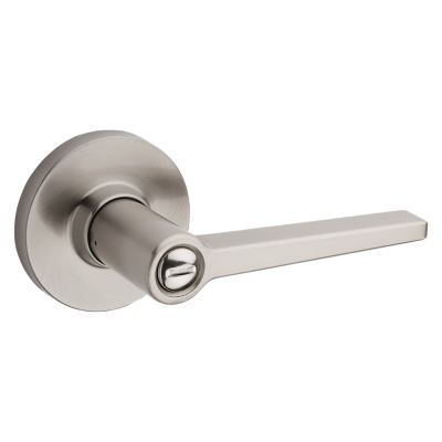 Satin Nickel Winston Lever - Bed/Bath - Safe Lock | Kwikset