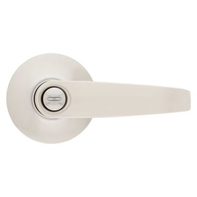 Satin Nickel Winston Lever - Bed/Bath - Safe Lock | Kwikset